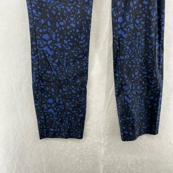 Ann Taylor Chelsea Crop Pants Women's 27 Blue Black Printed Stretch Side Zip - Picture 9 of 12